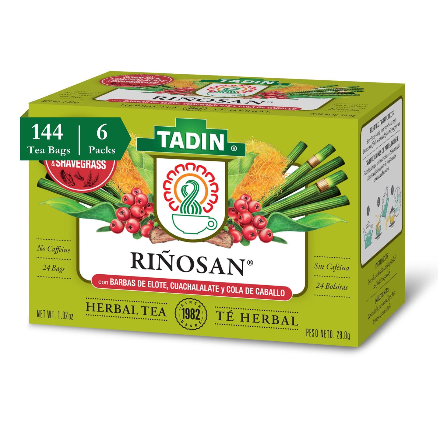 Tadin Rinosan Tea, Herbal Tea, Caffeine Free Tea, Wellness Tea, Best as Hot Tea, Herbal Tea Bags, Decaffeinated Tea, 24 Tea Bags Per Box, Pack of 6