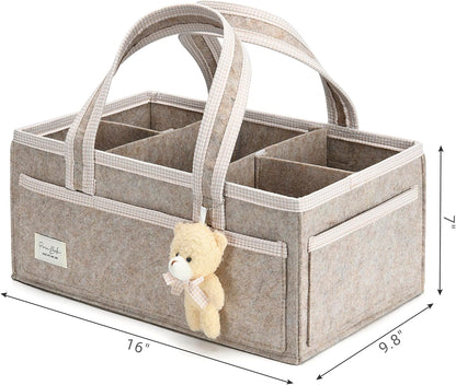 PeraBella Baby Diaper Caddy Organizer - XL Portable Felt Basket for Nursery & Car Essentials