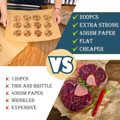 Hiware Parchment Paper Baking Sheets - 200 PCS Precut Non-Stick 9x13 IN for Baking & Cooking | Unbleached, Fits Quarter Sheet Pans
