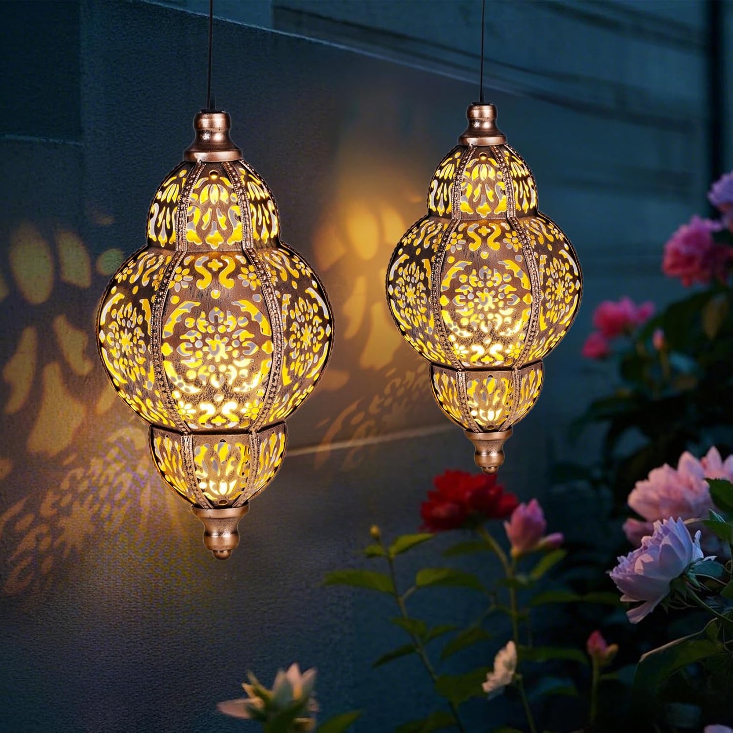 Skiennix Solar Lanterns - Outdoor Garden Decor with Moroccan Chandelier Design | Perfect for Patios & Gazebos