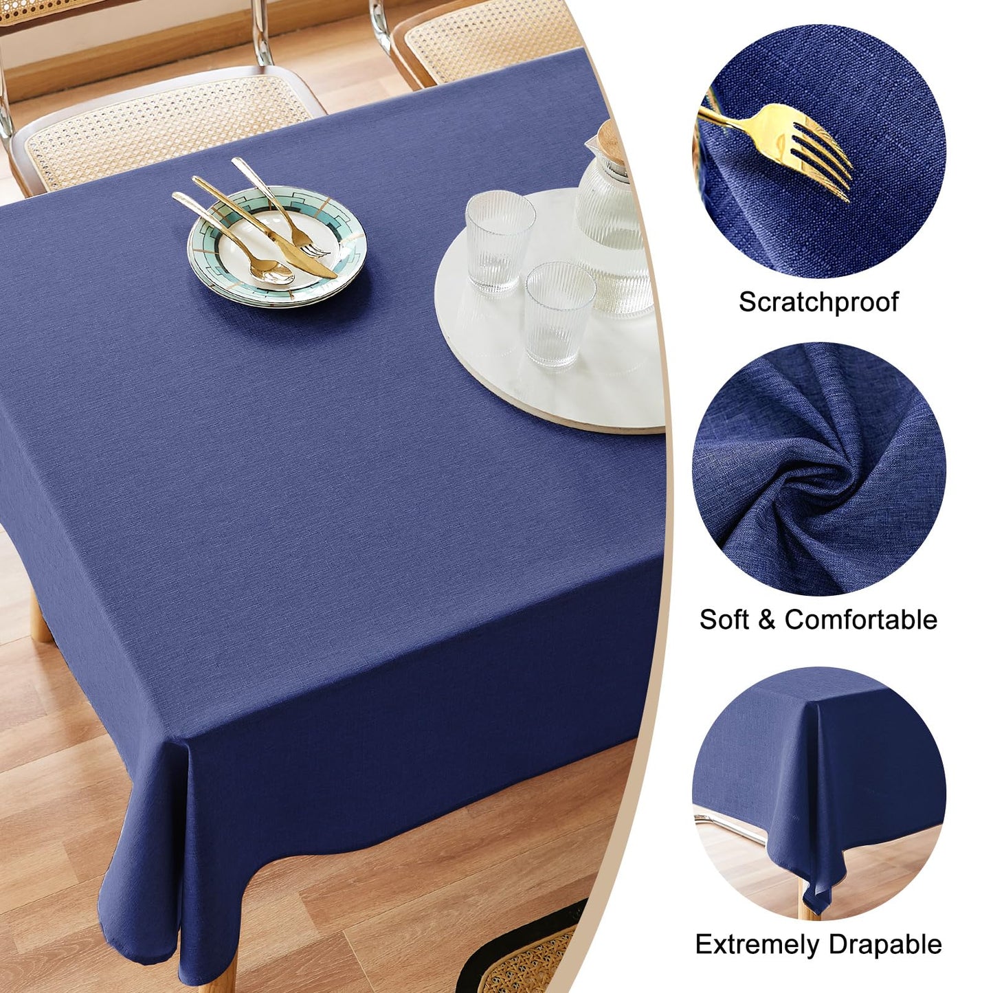 AUSSPVOCT Textured Tablecloth Rectangle 52x70 Water Resistant Spill-Proof Wipeable Table Cloth Wrinkle Free Fabric Dining Table Cover for Birthday Party Farmhouse Outdoor Kitchen Tabletop Cover