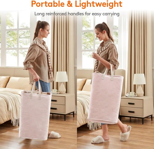 Lifewit Laundry Basket - 80L Collapsible Hamper with Reinforced Handles | Waterproof Design in Pink