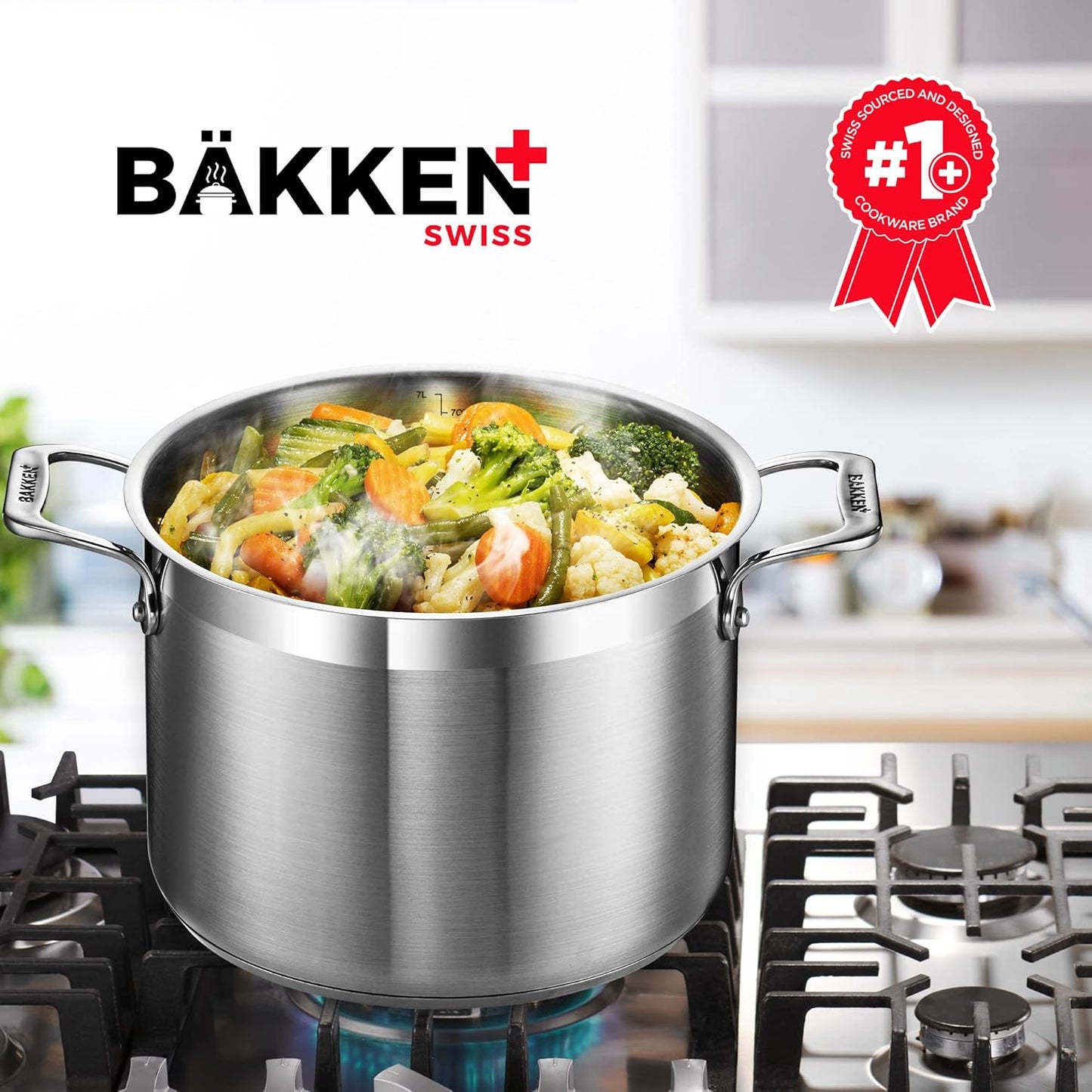 Stainless Steel Stockpot by [Brand Name] - 5 Quart Durable Cookware with Impact-Bonded Base & Riveted Handles