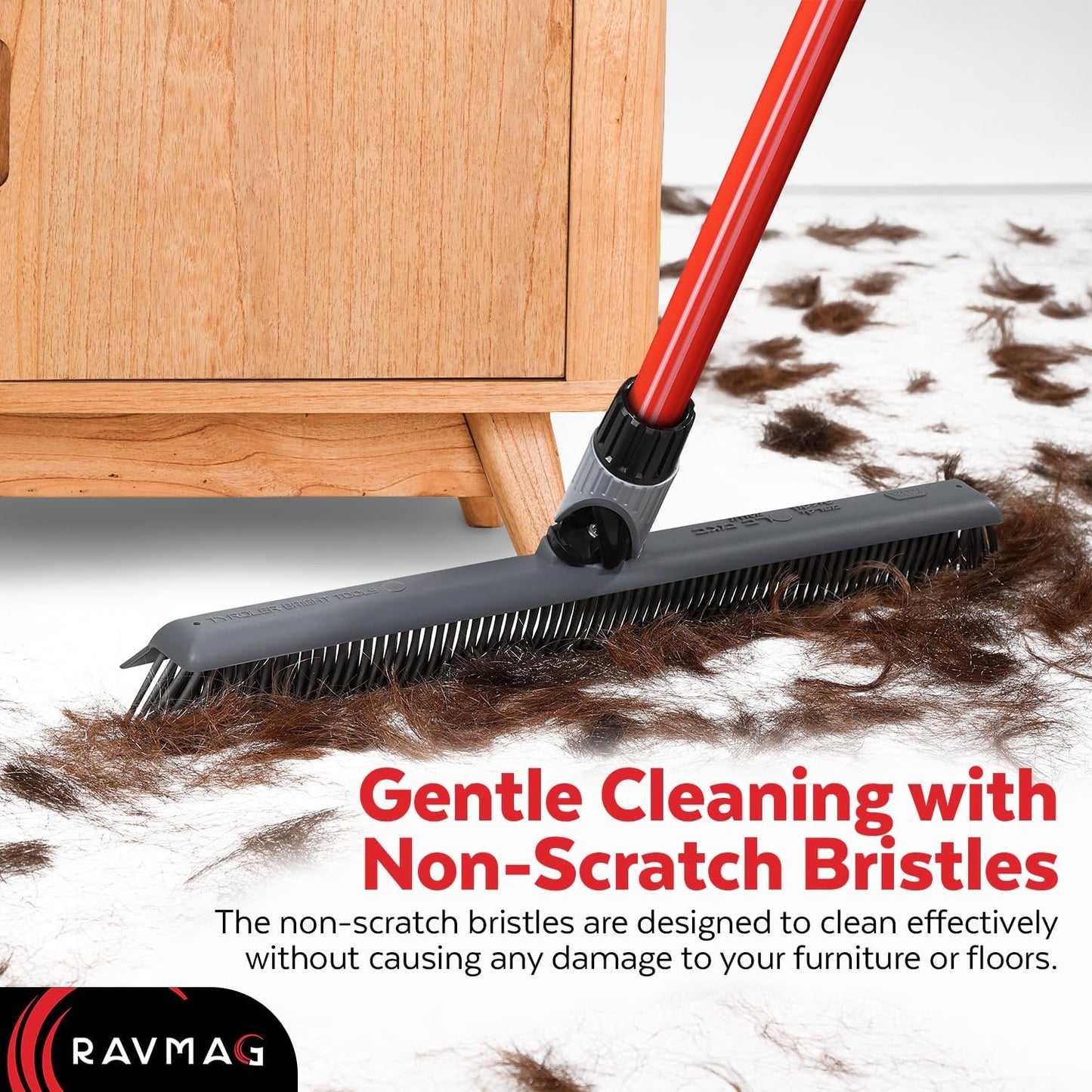 Skiennix 2-in-1 Silicone Rubber Broom | Swivel Pet Hair Removal with Long Handle - Ideal for Carpet & Floors