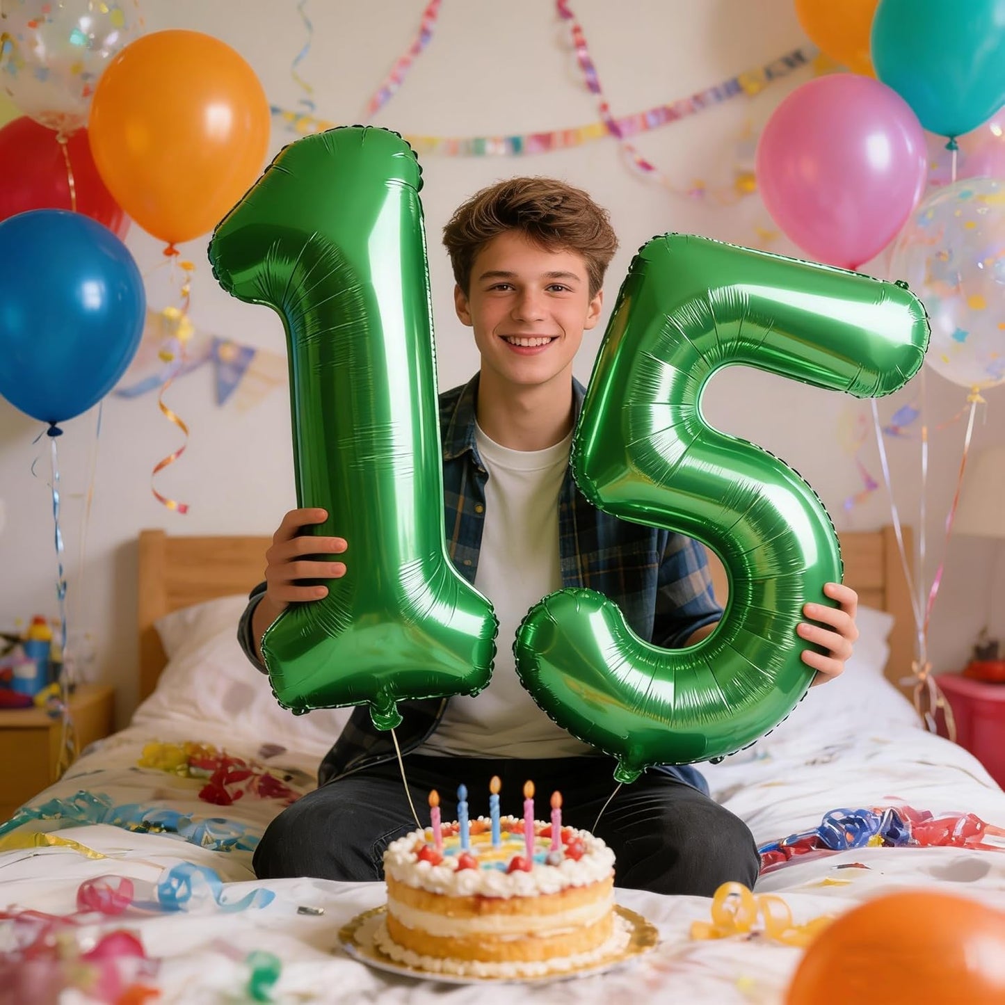 Skiennix 40-Inch Dark Green Number 15 Balloons - Perfect for 15th Birthday & Anniversary Celebrations