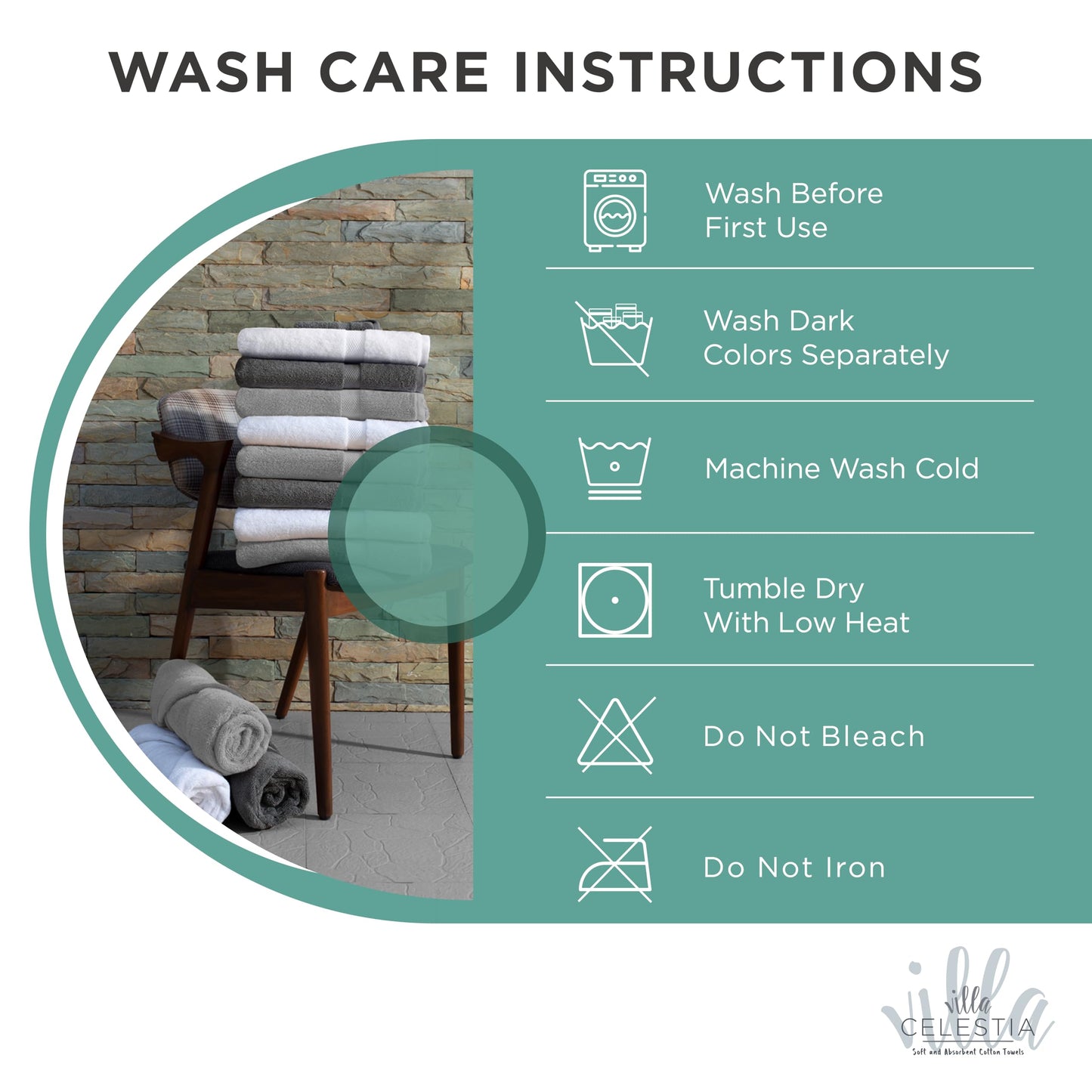 Villa Celestia 100% Cotton Wash Cloth for face & Body Set of 12, (12 x 12 inches) Sustainable, Soft, Highly Absorbent, Combed Cotton Wash Cloths Pack of 12 for Hotels, Spa, Bathroom, Dorm, Teal