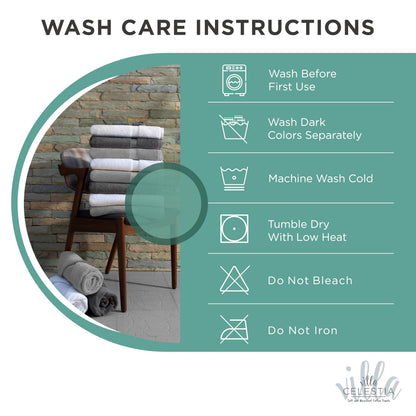 Villa Celestia 100% Cotton Wash Cloth for face & Body Set of 12, (12 x 12 inches) Sustainable, Soft, Highly Absorbent, Combed Cotton Wash Cloths Pack of 12 for Hotels, Spa, Bathroom, Dorm, Teal