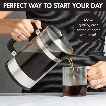 Primula 2-in-1 Coffee Maker, Make French Press Coffee and Cold Brew Coffee in One Coffee Maker, Comfort Grip Handle, Durable Glass Carafe, Perfect 6 Cup Size