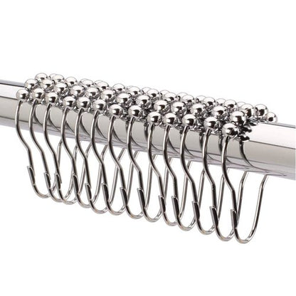 2lbDepot Shower Curtain Rings Hooks - Chrome Finish - Premium 18/8 Stainless Steel - Locking Rings with Easy Glide Rollers - Five Finishes Available - Set of 12 for Shower Rods