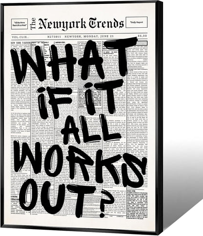 Skiennix Retro Black And White New York Newspaper Canvas Poster - Positive Affirmation Wall Art | 8x12in