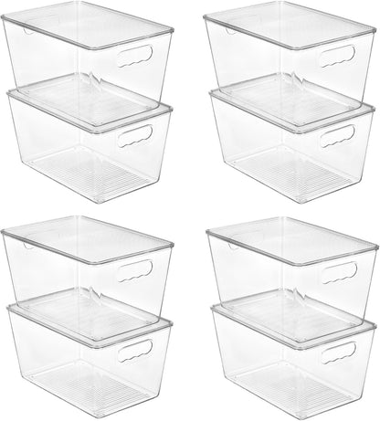 Vtopmart Clear Stackable Storage Bins - 8 Pack Large Plastic Containers with Lids for Pantry Organization
