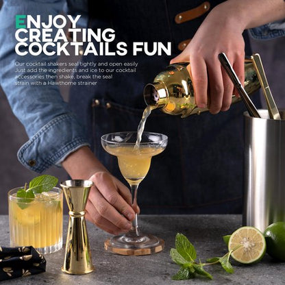 Homestia Cocktail Shaker Set, 8-Piece Stainless Steel Bartending Kit with 24oz Cocktail Shaker with Buit in Drink Strainer, Measuring Jigger, Mixing Spoon, Professional Bar Set for Bartender Home Use