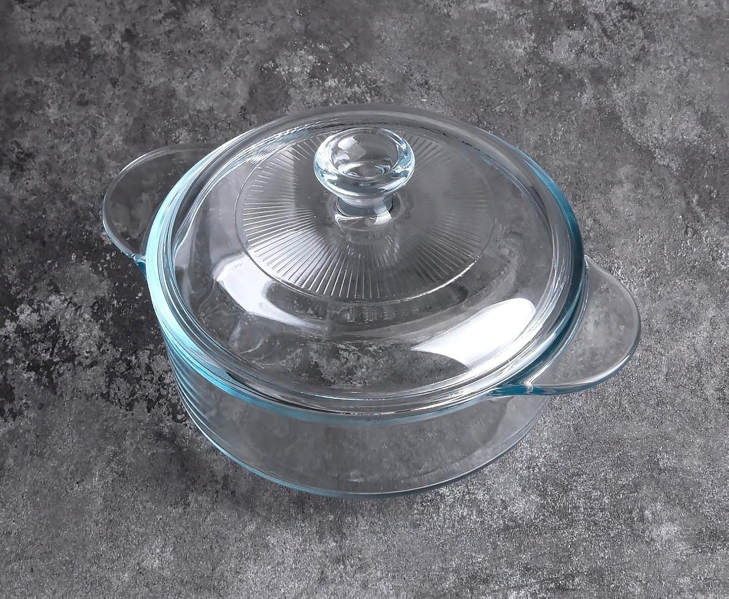 Skiennix Clear Round Glass Casserole - 1-Quart Baking Dish with Lid | Oven, Freezer & Dishwasher Safe