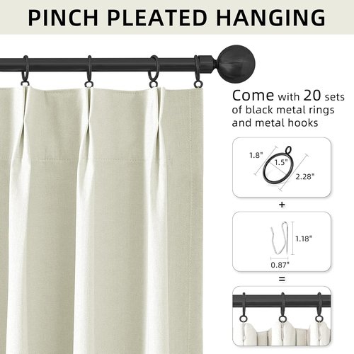 ChrisDowa Ivory Blackout Linen Curtains - 84-Inch Thermal Insulated Drapes for Living Room & Bedroom | 2 Panels