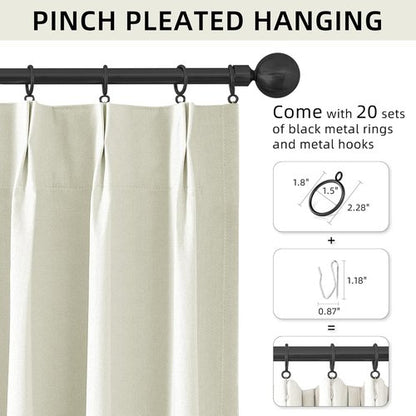 ChrisDowa Ivory Blackout Linen Curtains - 84-Inch Thermal Insulated Drapes for Living Room & Bedroom | 2 Panels