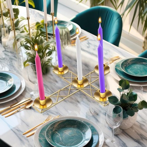 Jingmore Christmas Advent Candle Wreath - Rustic Metal Holder for Pillar Candles | Thin Cross Design