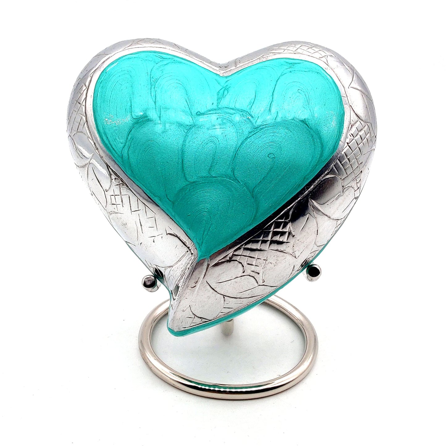 TURKESH Heart Keepsake Urn - Mini Ash Urn Small Handcrafted Cremation Urn for Ashes - Tribute to Your Loved One - Perfect for Adults & Infants with Free Premium Velvet Box & Display Stand (TURKESH)