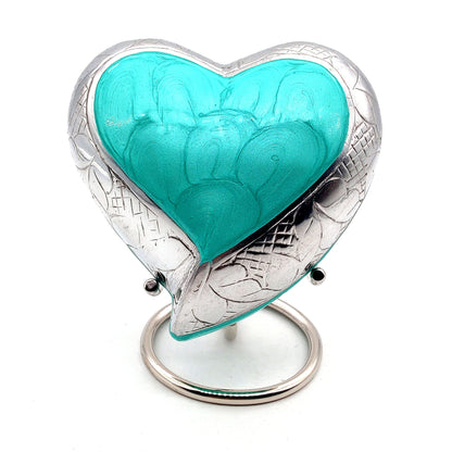 TURKESH Heart Keepsake Urn - Mini Ash Urn Small Handcrafted Cremation Urn for Ashes - Tribute to Your Loved One - Perfect for Adults & Infants with Free Premium Velvet Box & Display Stand (TURKESH)