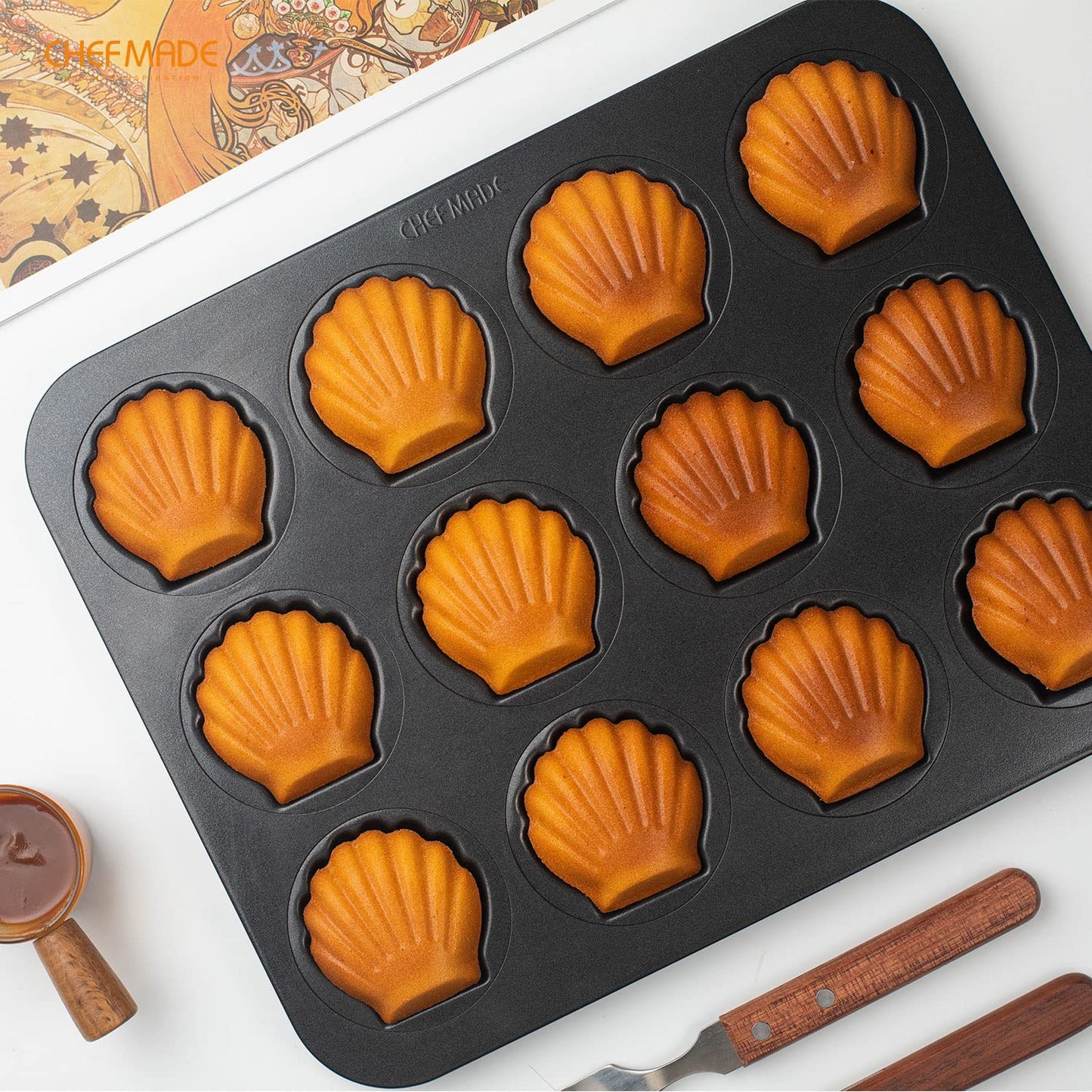 CHEFMADE Madeleine Pan, Nonstick 12 Cavity Scallop Shell Bakeware