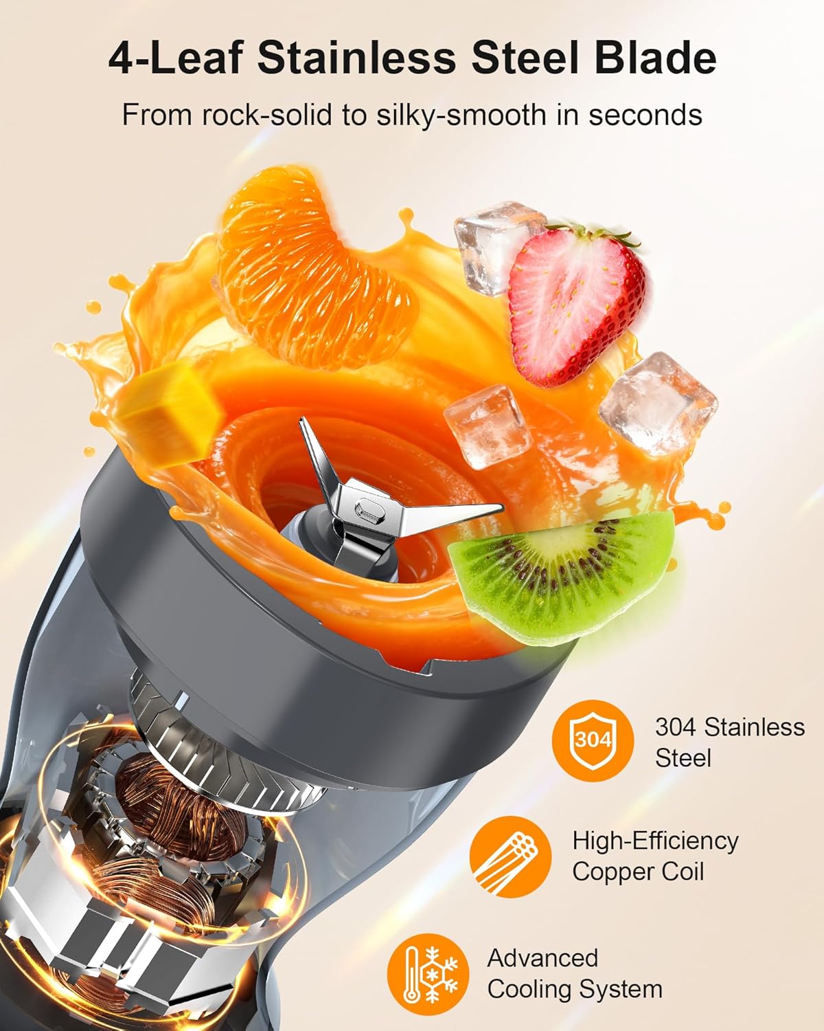 Skiennix Smoothie Blender - 650W Personal Blender with Grinder Cup & 2 BPA-Free Portable Cups (20oz + 14oz) - Perfect for Juices & Shakes, Blue