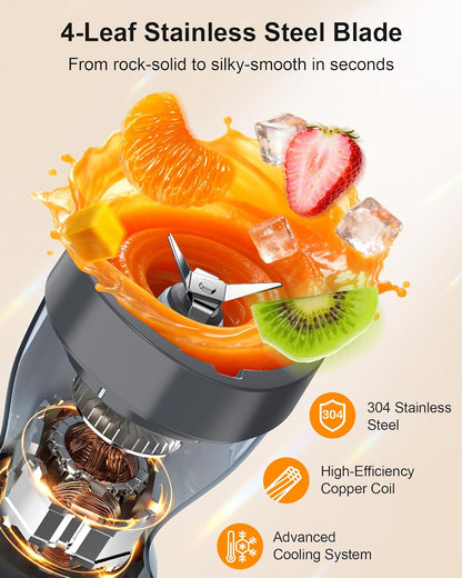 Skiennix Smoothie Blender - 650W Personal Blender with Grinder Cup & 2 BPA-Free Portable Cups (20oz + 14oz) - Perfect for Juices & Shakes, Blue
