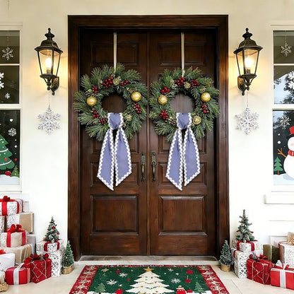 AZYM Wreath Sash Set - Light Blue Wave Ribbon Accessories for Indoor/Outdoor Decor | 2 Pcs