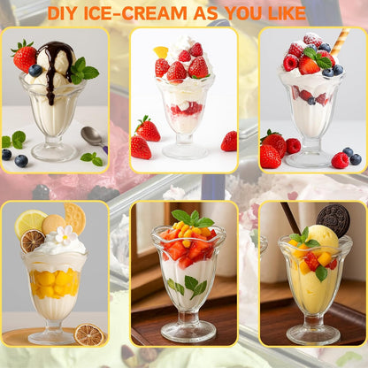 ZENFUN Glass Tulip Sundae Cups - 6 Pack Clear Dessert Bowls for Ice Cream, Milkshakes & More | 7 Fl Oz