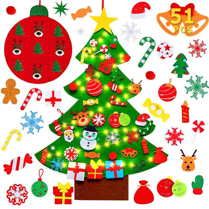 Max Fun Felt Christmas Tree Kit for Toddlers — 40 Tree Ornaments + Tic-Tac-Toe Game