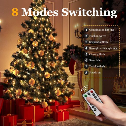 Btfarm Christmas Tree Lights - 400 LED Remote Fairy Lights | 6.6FT Waterproof, Dimmable, 8 Modes for Indoor/Outdoor Decor