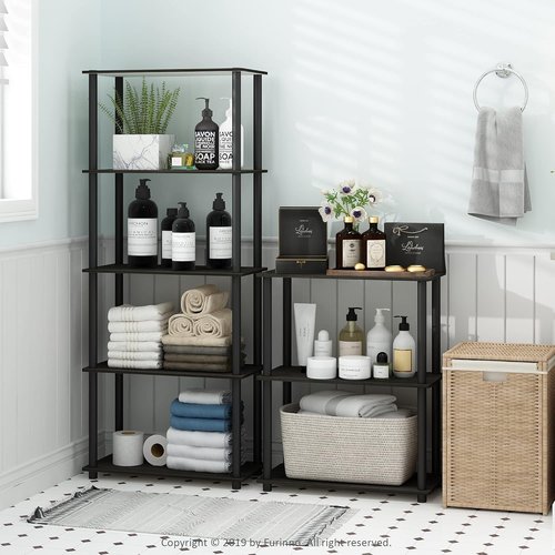 Furinno Turn-N-Tube 4-Tier Multipurpose Shelf Display Rack - Stylish Espresso/Black Finish