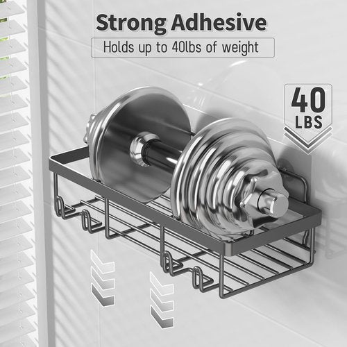 Liuoud Shower Caddy Organizer - Rustproof Stainless Steel Wall Storage Basket | Large Capacity, Dark Grey