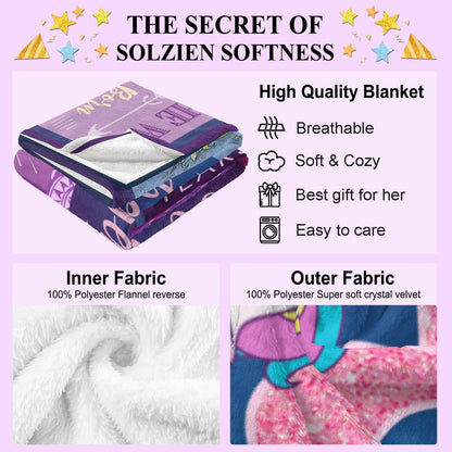 Solzien 6 Year Old Girl Birthday Gift Ideas Blanket 60"x50", Gifts for 6 Year Old Girl/Daughter/Granddaughter/Niece, 6th Birthday Decorations