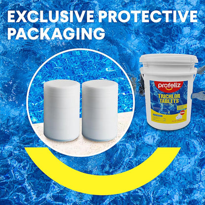 PROFELIZ Chlorine Tablets - 3 Inch Slow Dissolving Pool Tablets | Kills Bacteria & Stops Algae - 20lbs