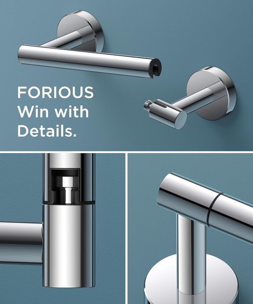 FORIOUS Toilet Paper Holder - Rustproof Stainless Steel Double Post Pivoting Design | Chrome Finish