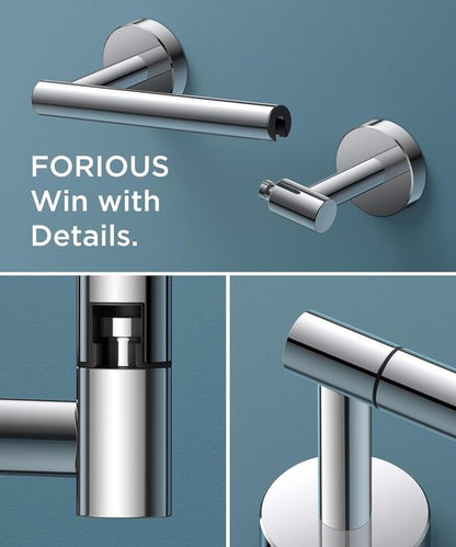 FORIOUS Toilet Paper Holder - Rustproof Stainless Steel Double Post Pivoting Design | Chrome Finish