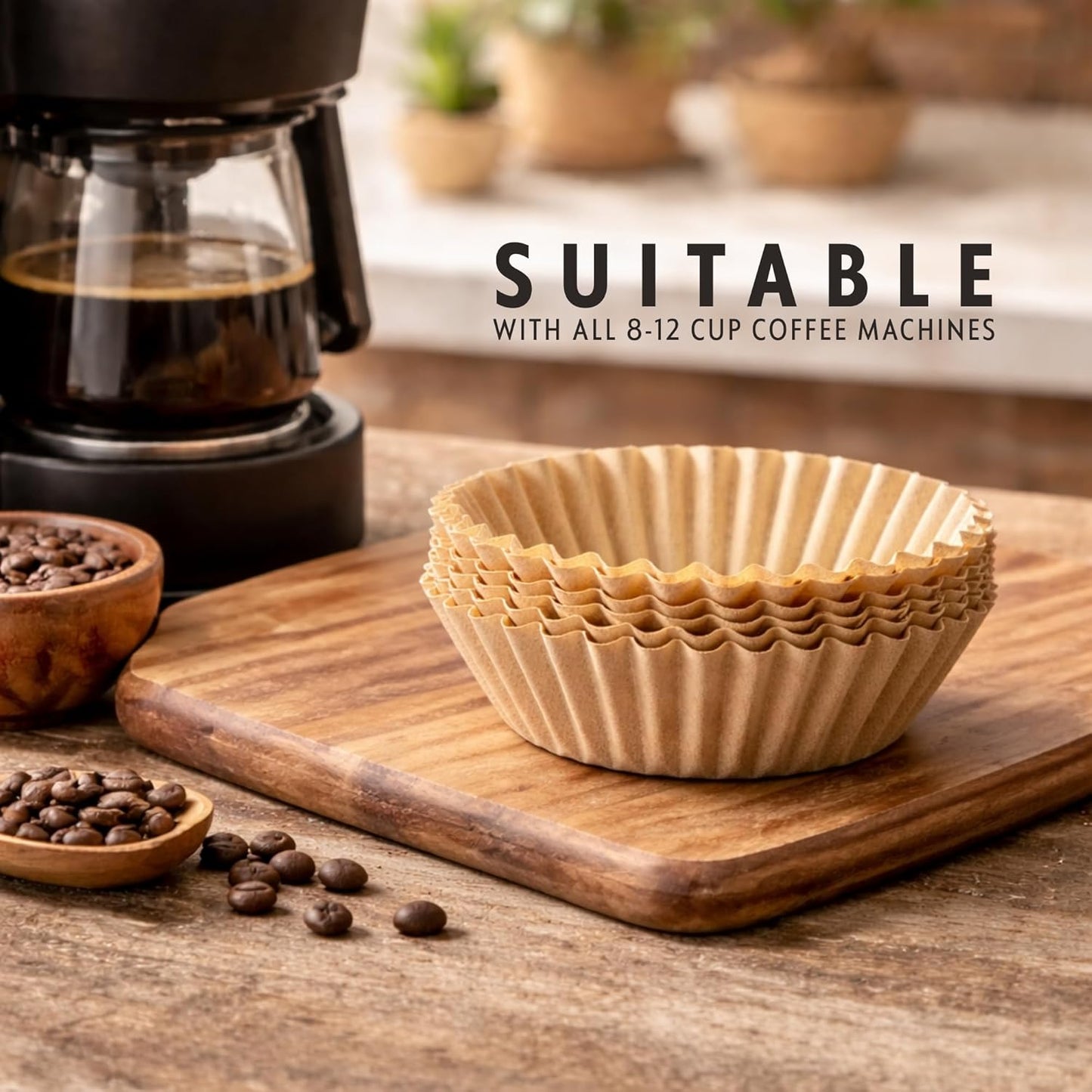Unbleached Natural Coffee Filters - Perfect for 8-12 Cup Basket Coffee Makers | Pack of 200