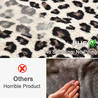 PHF Leopard Print Sherpa Fleece Blanket Twin Size for Teens Kids, Reversible Thick and Warm Blanket for Winter, Ultra Soft Fuzzy Animal Pattern Bedding for Bed Sofa Couch Travel, 60x80