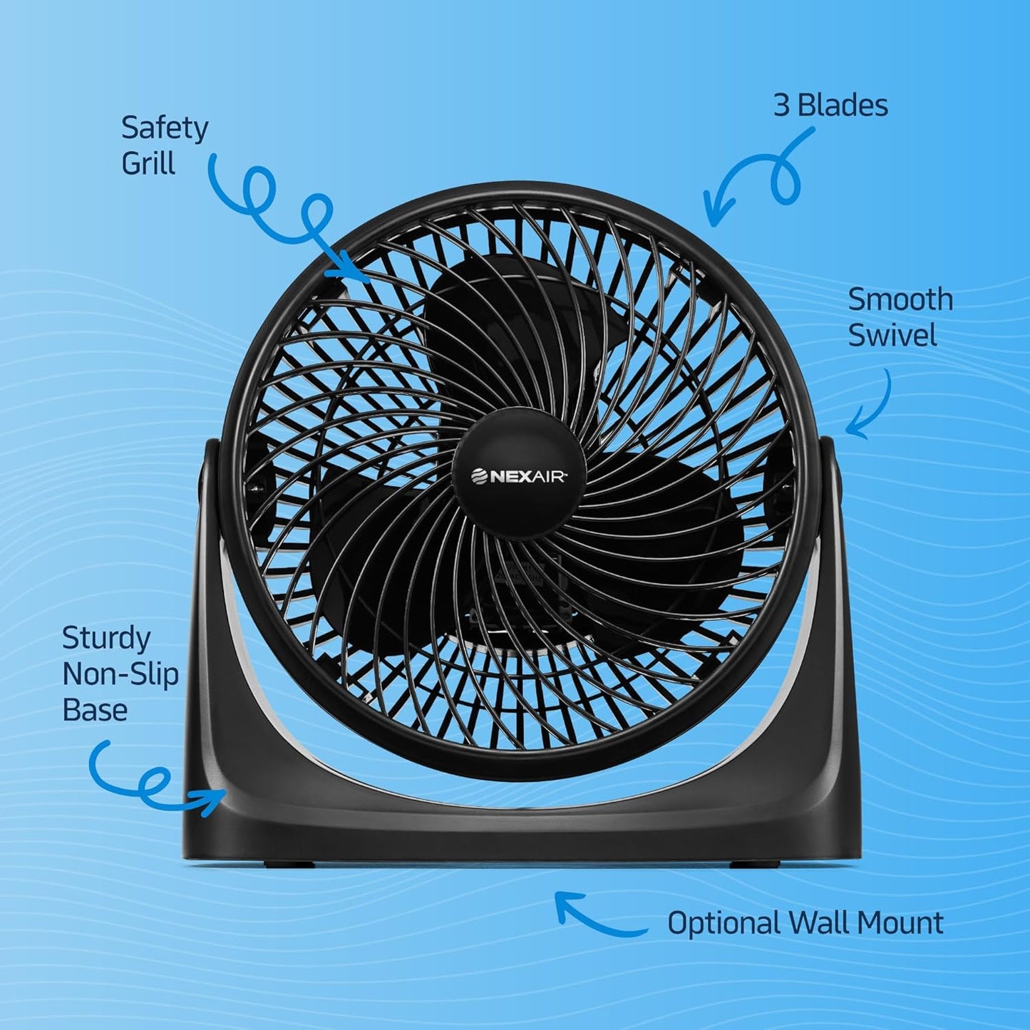 NEXAIR 7" Portable Turbo Fan - 3 Speed Adjustable Air Circulator | Quiet & Durable for Home & Office
