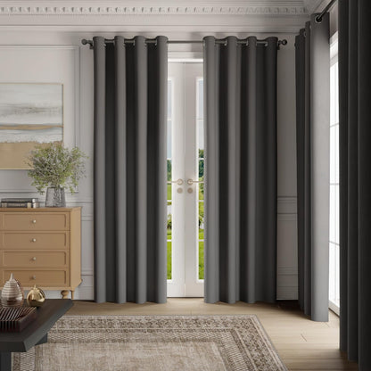 NICETOWN Room Darkening Curtains - Grey Drapery Panels, 2 Pack | 52" x 84" Size