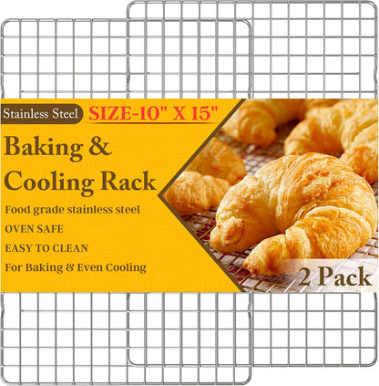 Skiennix Cooling Racks - Heavy Duty Stainless Steel Wire Racks for Baking & Grilling | 10" x 15" - Oven & Dishwasher Safe