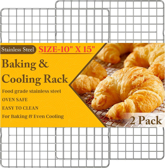 Skiennix Cooling Racks - Heavy Duty Stainless Steel Wire Racks for Baking & Grilling | 10" x 15" - Oven & Dishwasher Safe