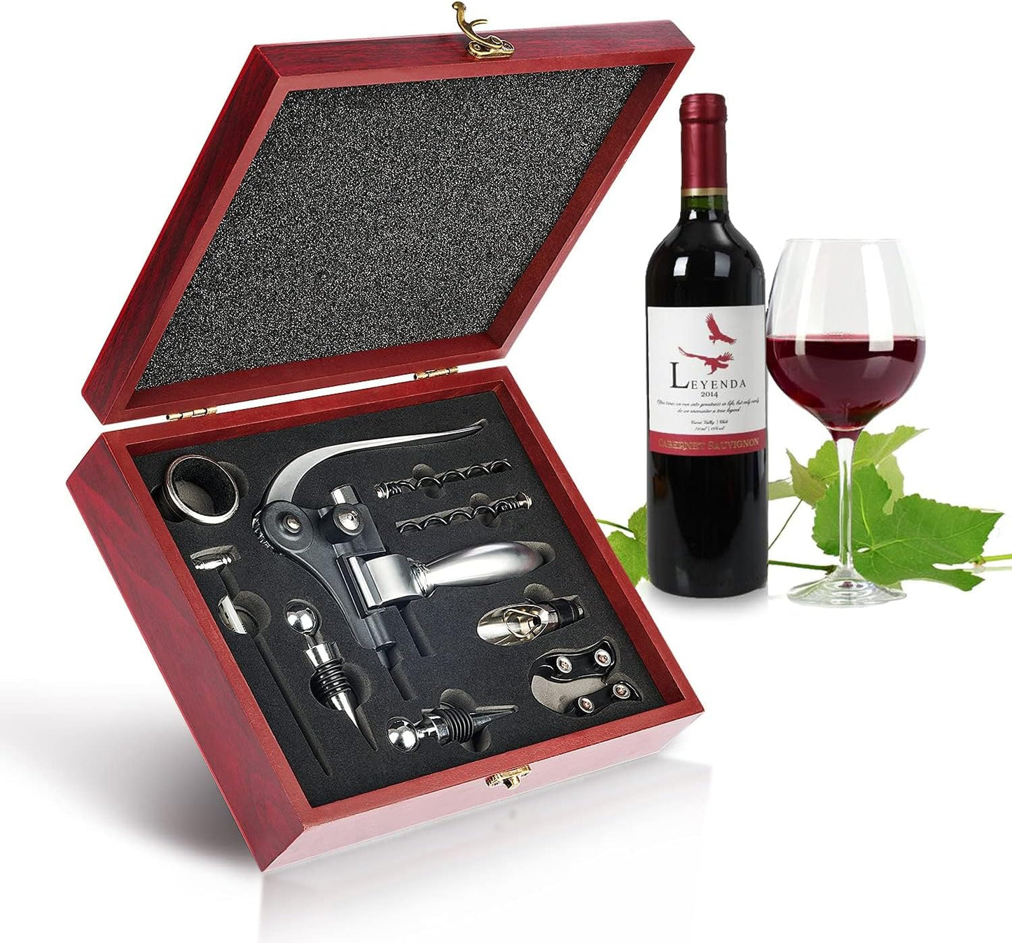 Valentines Day Gifts, 9 PCS Corkscrew Wine Opener Set, Stainless Steel Cork Screw Rabbit Wine Bottle Opener Kit Including Foil Cutter, Pourer, Vacuum Wine Stopper Corkscrews etc