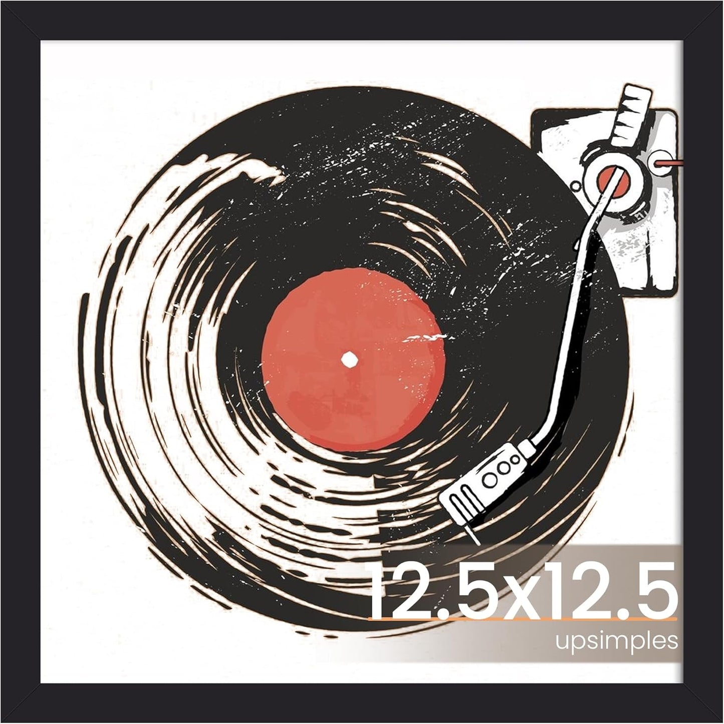Upsimples Vinyl Record Frame - Display 10x10 Pictures with Mat or 12.5x12.5 Without - Black, 1 Pack
