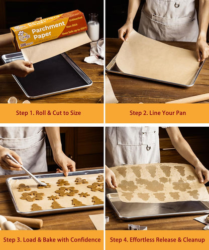 Unbleached Parchment Paper Roll by [Brand Name] - 12" x 300 ft, Heavy-Duty Non-Stick Baking Paper for Oven & Air Fryer