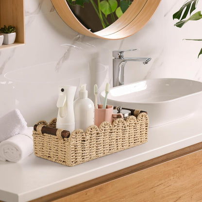 Regine Switzerland Toilet Paper Storage Basket - Stylish Wicker Organizer for Bathroom, Kitchen & Nursery - Beige