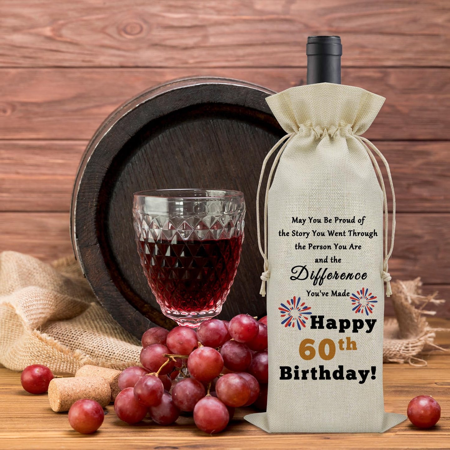 Sazuwu Happy 60th Birthday Gifts for Mom Dad Wine Bag Gifts for Women Turning 60 Years Old Inspirational Birthday Quotes Wine Accessories Gifts for Wine Lovers Turning 60 Gifts Born in 1964 Gifts