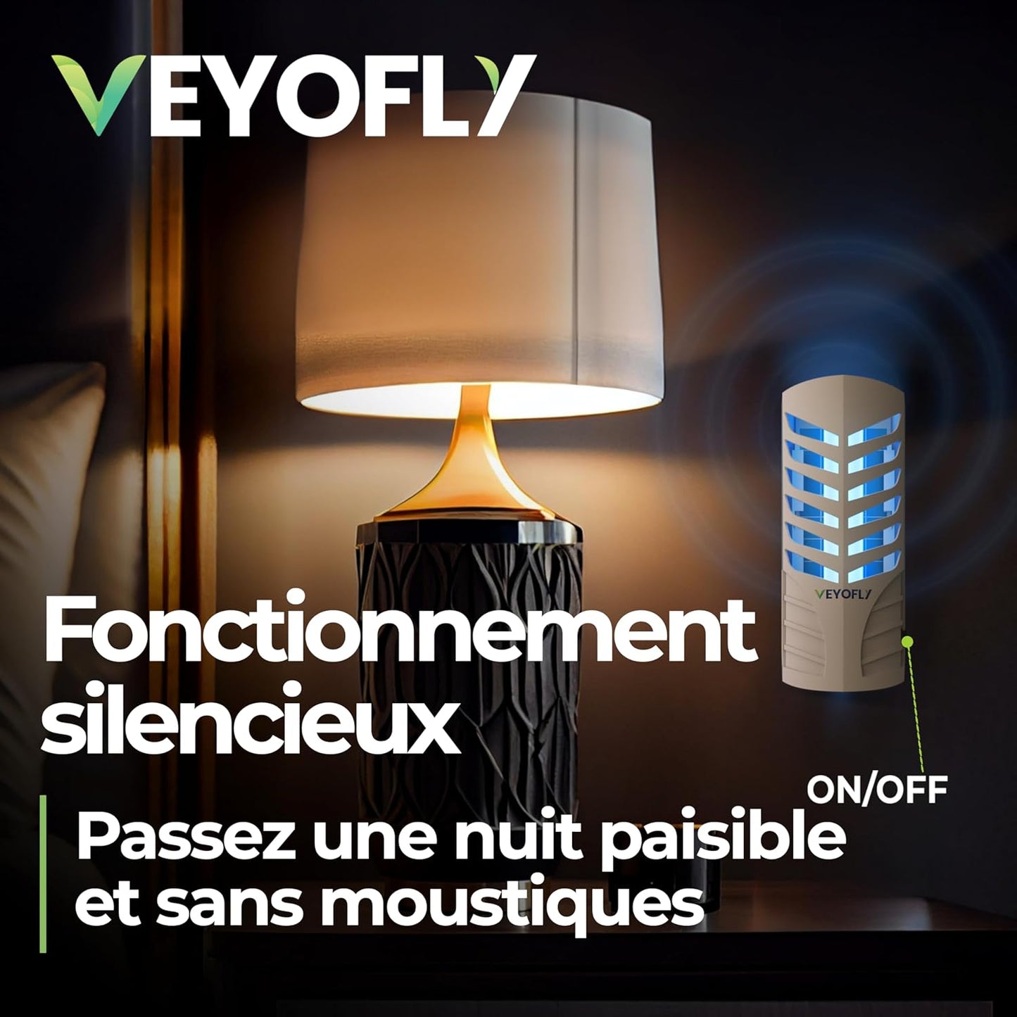 VEYOFLY Fruit Fly Trap Indoor (1 Device + 3 Refills), Gnat Catcher, Plug-in Light Insect Trap for House, Bug Killer