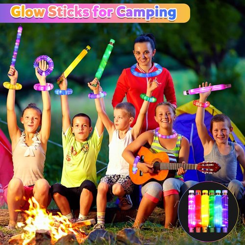 Gigilli Glow Sticks Party Favors - 12 Pcs Light Up Pop Tubes & Glow Necklace Bracelets | Fun Easter Basket Stuffers