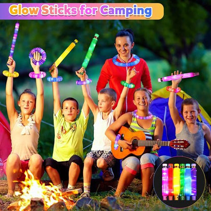 Gigilli Glow Sticks Party Favors - 12 Pcs Light Up Pop Tubes & Glow Necklace Bracelets | Fun Easter Basket Stuffers