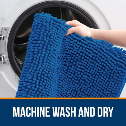 OLANLY Small Bathroom Rugs - Soft Absorbent Chenille Bath Mats | Quick Dry, Machine Washable, Deep Navy Blue 24x16